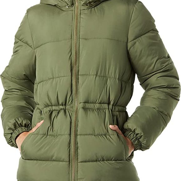 NEW Amazon Essentials Womens Heavyweight Puffer Jacket with Drawstring Waist Lg - Picture 2 of 5